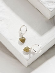 FatFace Silver Tone Heart Stone Earrings - Image 2 of 2