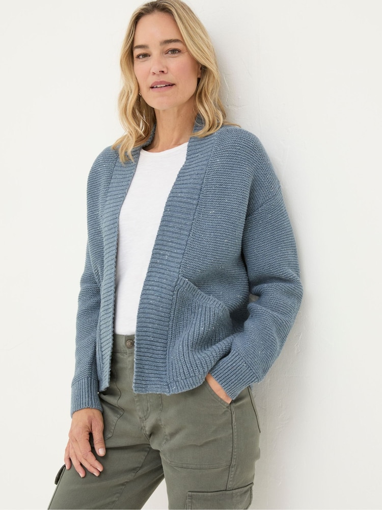 FatFace Clara Blue Cotton Cardigan - Image 1 of 5 FatFace Clara Blue Cotton Cardigan - Image 1 of 5