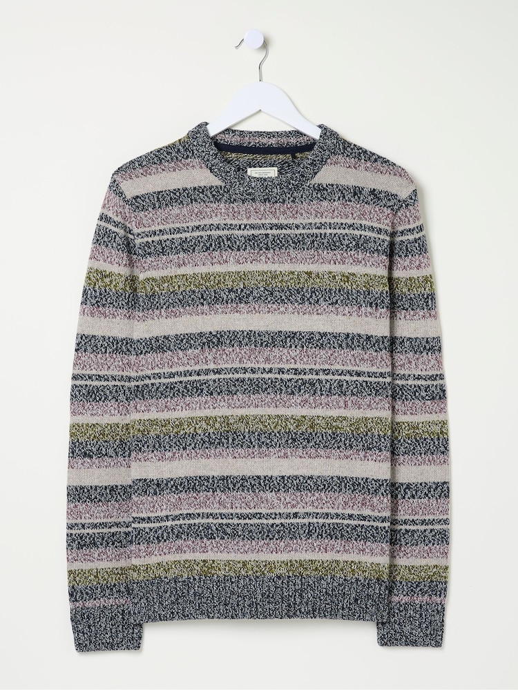 FatFace Hove Navy Blue Stripe Crew Jumper - Image 6 of 6