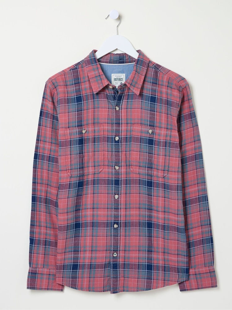 FatFace Davington Pink 100% Cotton Long Sleeve Check Shirt - Image 6 of 6