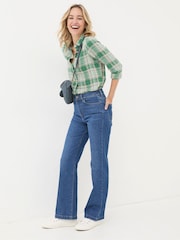 FatFace Olivia Green Waffle Check Shirt - Image 3 of 5