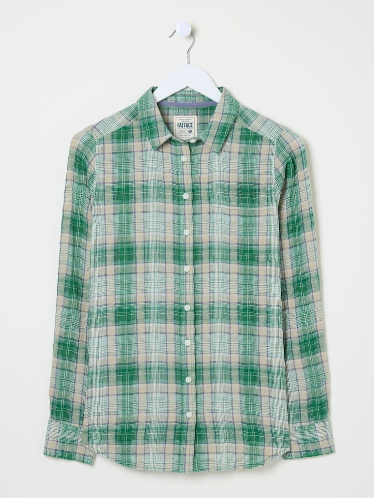 FatFace Olivia Green Waffle Check Shirt - Image 5 of 5