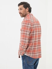 FatFace Bardon Orange 100% Cotton Long Sleeve Check Shirt - Image 2 of 5