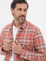 FatFace Bardon Orange 100% Cotton Long Sleeve Check Shirt - Image 4 of 5