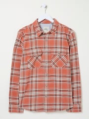 FatFace Bardon Orange 100% Cotton Long Sleeve Check Shirt - Image 5 of 5
