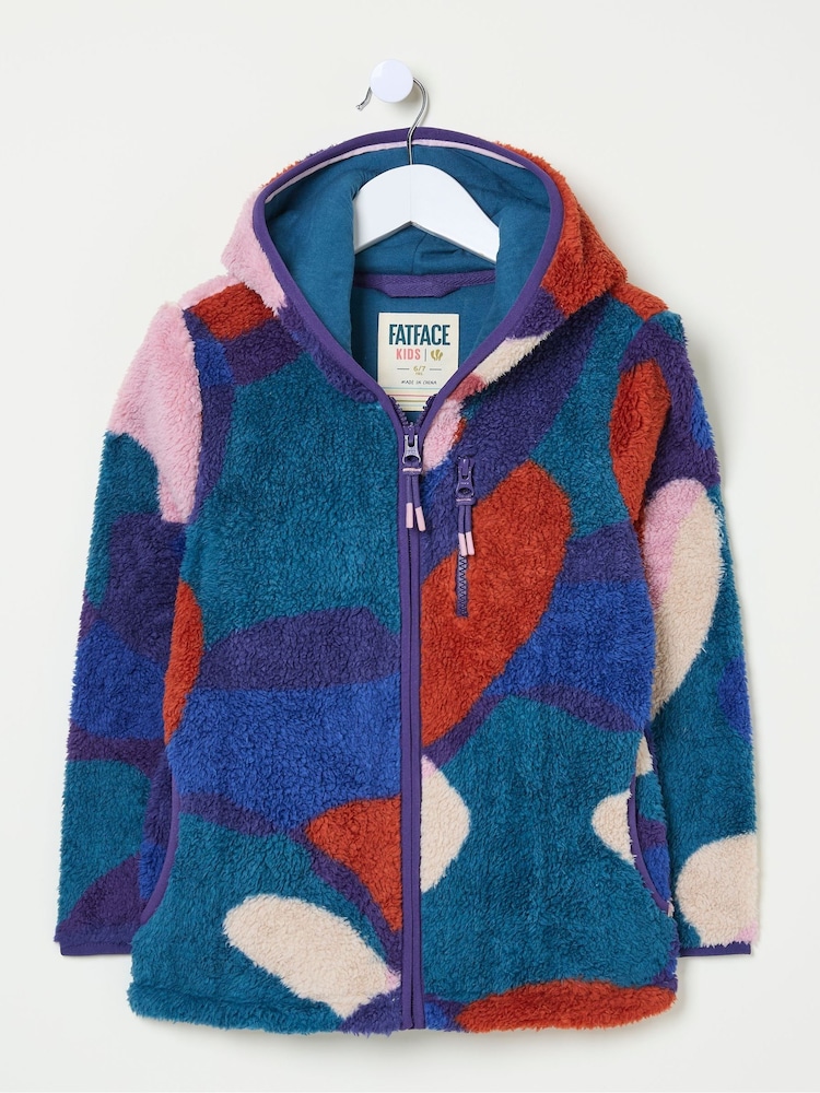 FatFace Purple Abstract Zip Through Fleece - Image 4 of 4