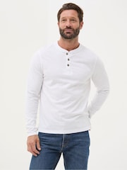FatFace Woodside White Long Sleeve Henley T Shirt - Image 1 of 4
