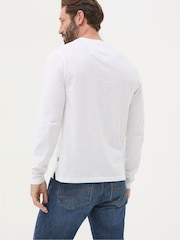 FatFace Woodside White Long Sleeve Henley T Shirt - Image 2 of 4