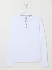 FatFace Woodside White Long Sleeve Henley T Shirt - Image 4 of 4