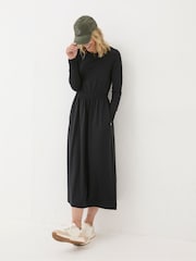 FatFace Navi Black Midi Jersey Dress - Image 1 of 5