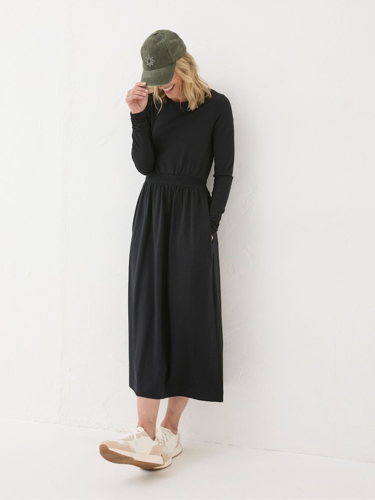 FatFace Navi Black Midi Jersey Dress - Image 1 of 5