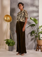 FatFace Alba Gold Foil Plisse Top - Image 1 of 6