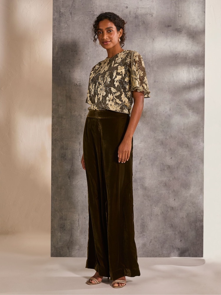 FatFace Alba Gold Foil Plisse Top - Image 1 of 6 FatFace Alba Gold Foil Plisse Top - Image 1 of 6