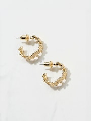 FatFace Daisy Gold Tone Hoops Earrings - Image 1 of 2