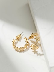 FatFace Daisy Gold Tone Hoops Earrings - Image 2 of 2