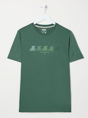 FatFace Green Cyclist T-Shirt - Image 5 of 5