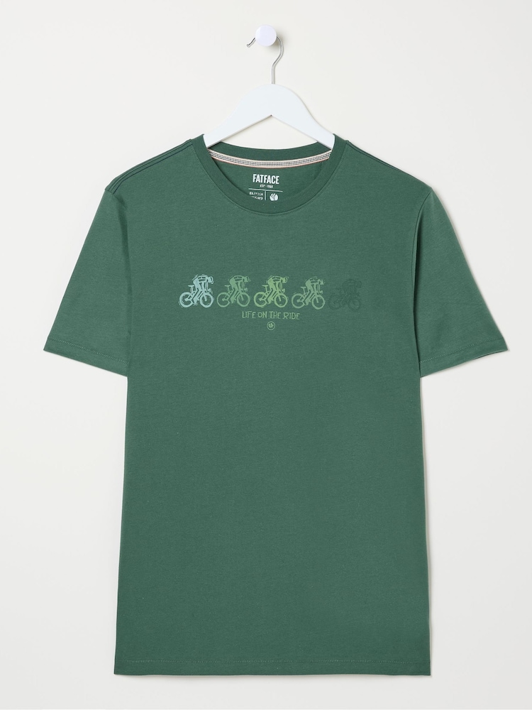 FatFace Green Cyclist T-Shirt - Image 5 of 5