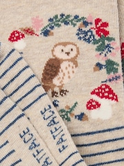 FatFace Oatmeal Owl Wreath Womens Socks 1 Pack (size 4-7) - Image 2 of 2