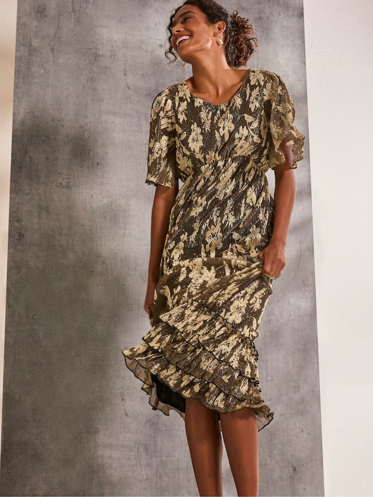 lucia gold dress Lucia Sequin Crochet Dress – Retrofete