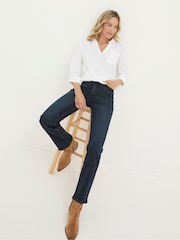 FatFace Carmel Denim Dark Blue Comfort Straight Jeans - Image 1 of 6