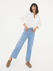 FatFace Keswick Light Vintage Blue Wide Leg Crop Jeans - Image 1 of 7