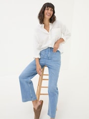 FatFace Keswick Light Vintage Blue Wide Leg Crop Jeans - Image 2 of 7