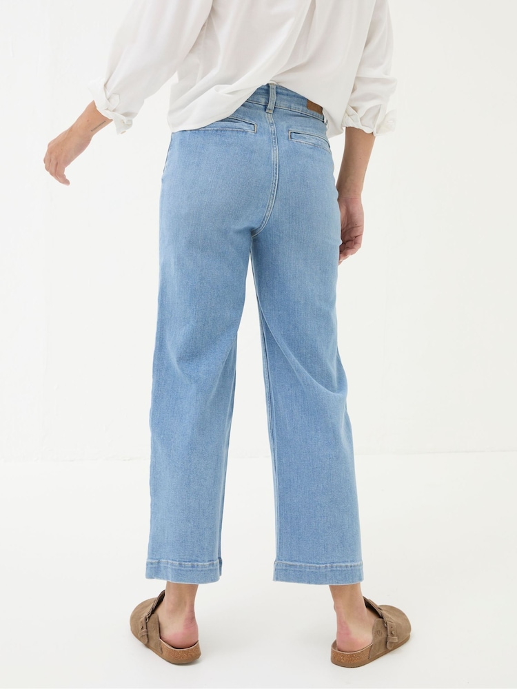 FatFace Keswick Light Vintage Blue Wide Leg Crop Jeans - Image 4 of 7