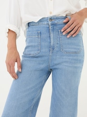 FatFace Keswick Light Vintage Blue Wide Leg Crop Jeans - Image 5 of 7