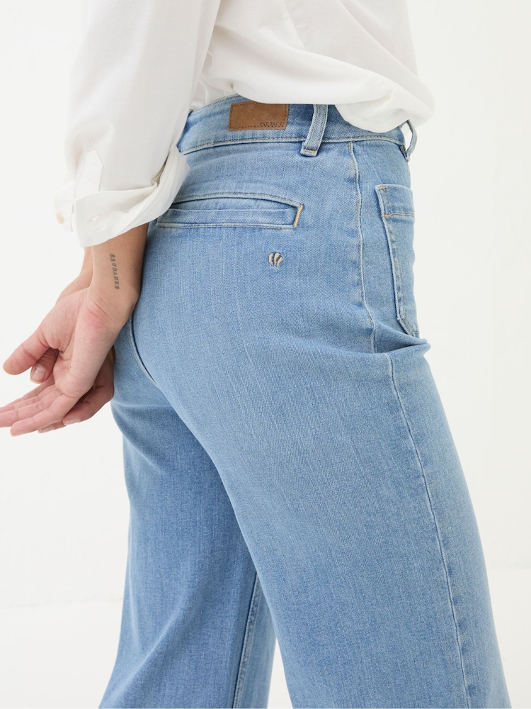 FatFace Keswick Light Vintage Blue Wide Leg Crop Jeans - Image 6 of 7