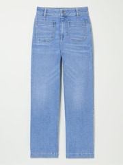FatFace Keswick Light Vintage Blue Wide Leg Crop Jeans - Image 7 of 7