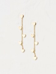 FatFace Gold Tone Heart Chain Earrings - Image 1 of 2