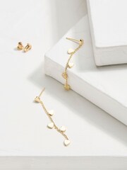 FatFace Gold Tone Heart Chain Earrings - Image 2 of 2