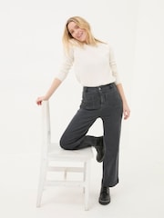 FatFace Keswick Grey Wide Leg Crop Jeans - Image 3 of 6