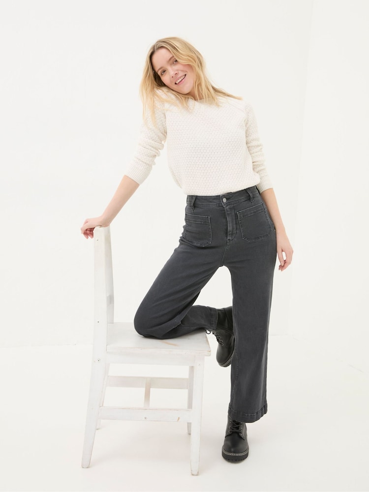 FatFace Keswick Grey Wide Leg Crop Jeans - Image 3 of 6