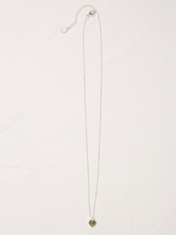 FatFace Silver Tone Heart Stone Necklace - Image 1 of 2