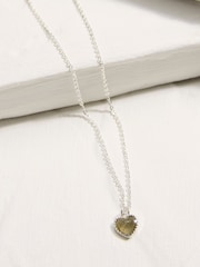 FatFace Silver Tone Heart Stone Necklace - Image 2 of 2