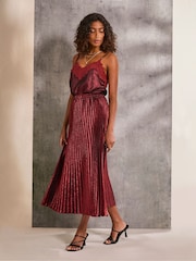 FatFace Gaia Dark Red Pleated Skirt - Image 1 of 6