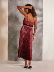 FatFace Gaia Dark Red Pleated Skirt - Image 2 of 6