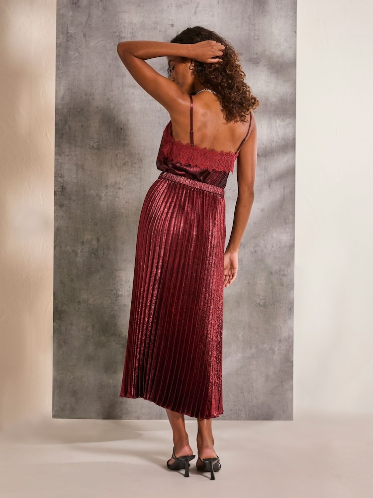 FatFace Gaia Dark Red Pleated Skirt - Image 2 of 6