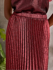 FatFace Gaia Dark Red Pleated Skirt - Image 5 of 6