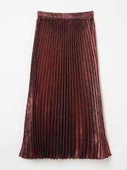 FatFace Gaia Dark Red Pleated Skirt - Image 6 of 6