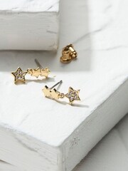FatFace Gold Tone Trio Star Earrings - Image 2 of 2