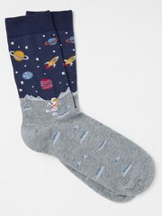 FatFace Blue & Grey Space Men's Socks 1 Pack - Image 1 of 2