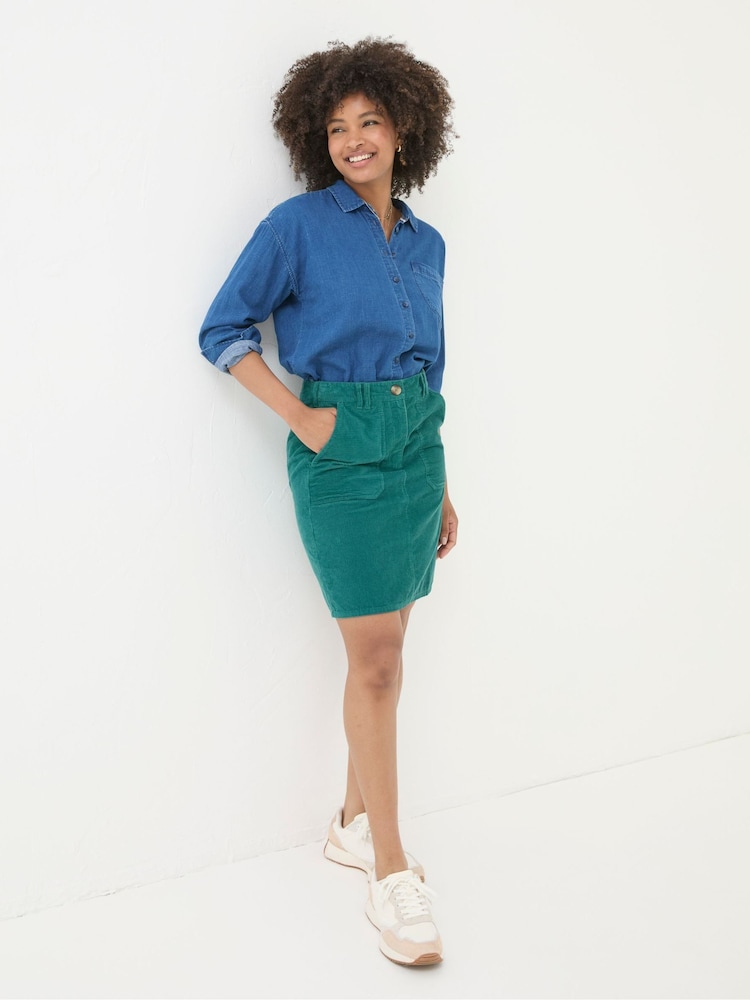 FatFace Chesil Green Cord Skirt - Image 1 of 5