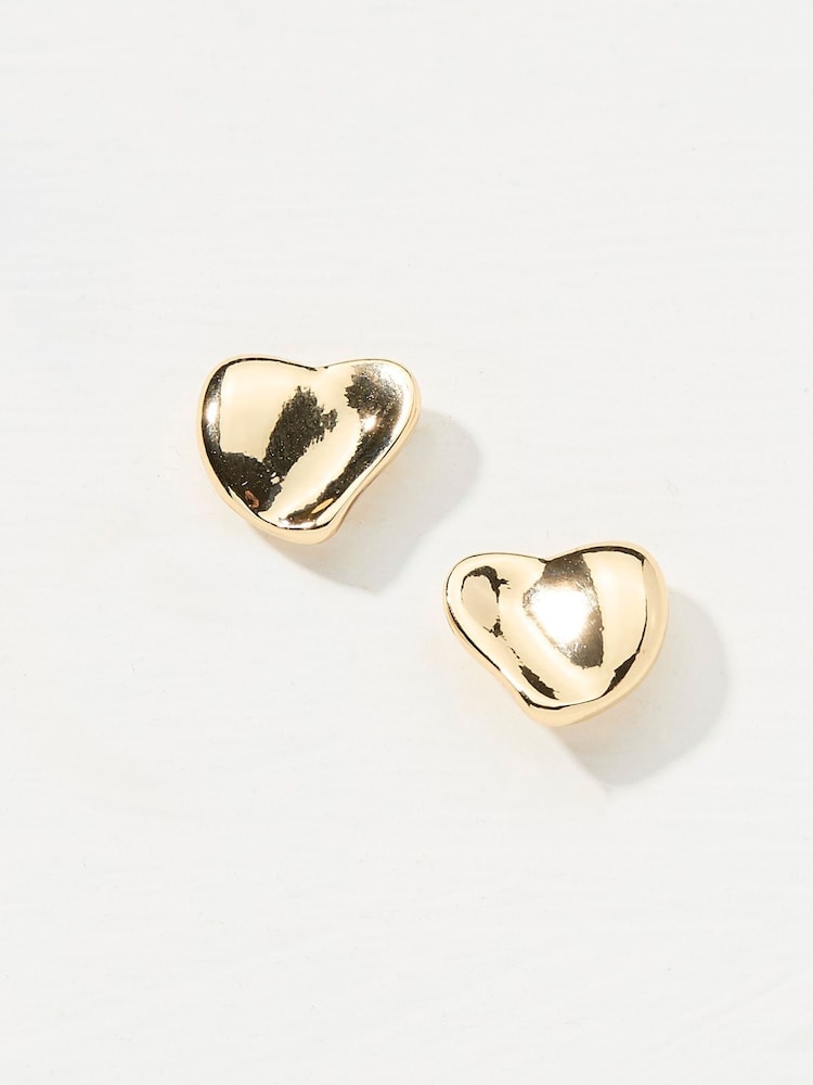 FatFace Gold Tone Heart Studs Earrings - Image 1 of 2 FatFace Gold Tone Heart Studs Earrings - Image 1 of 2
