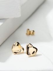 FatFace Gold Tone Heart Studs Earrings - Image 2 of 2
