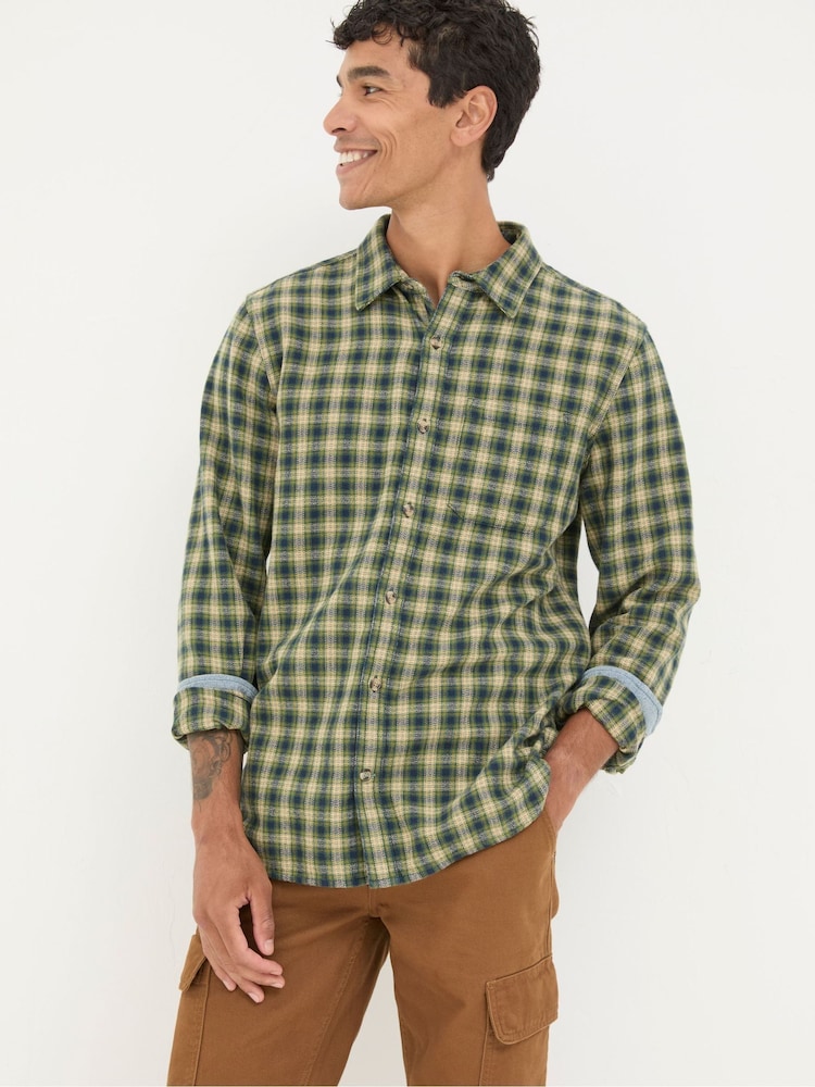 FatFace Green Long Sleeve Read Check Shirt - Image 1 of 5
