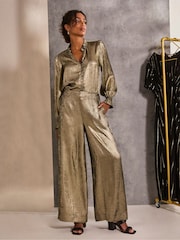 FatFace Bria Gold Bria Metallic Blouse - Image 4 of 5