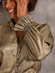 FatFace Bria Gold Bria Metallic Blouse - Image 5 of 5