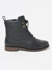 FatFace Anwen Black Brogue Ankle Boots - Image 1 of 3